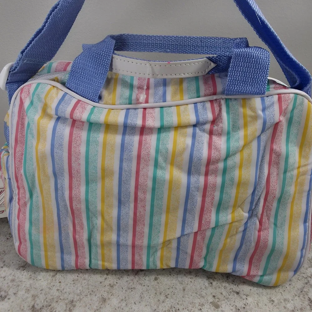 Vintage Evenflo Insulated Diaper Bag Pastel Rainbow Stripe Animal Pacesetter NWT